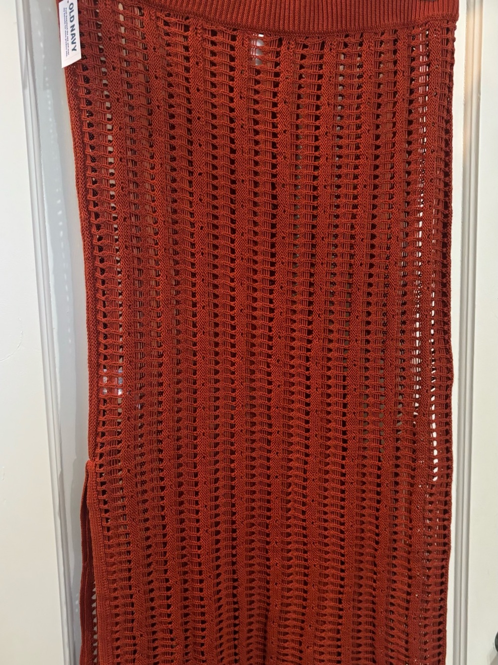 Cottagecore Fall Crochet Knit Rust Maxi Skirt